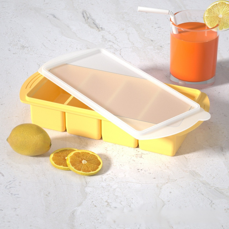 Household 4-Grid Ice Cube Tray with Lid