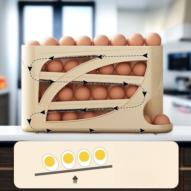 Kitchen Multi-layer Automatic Rolling Egg Box Refrigerator Dedicated Egg Storage Fresh Box