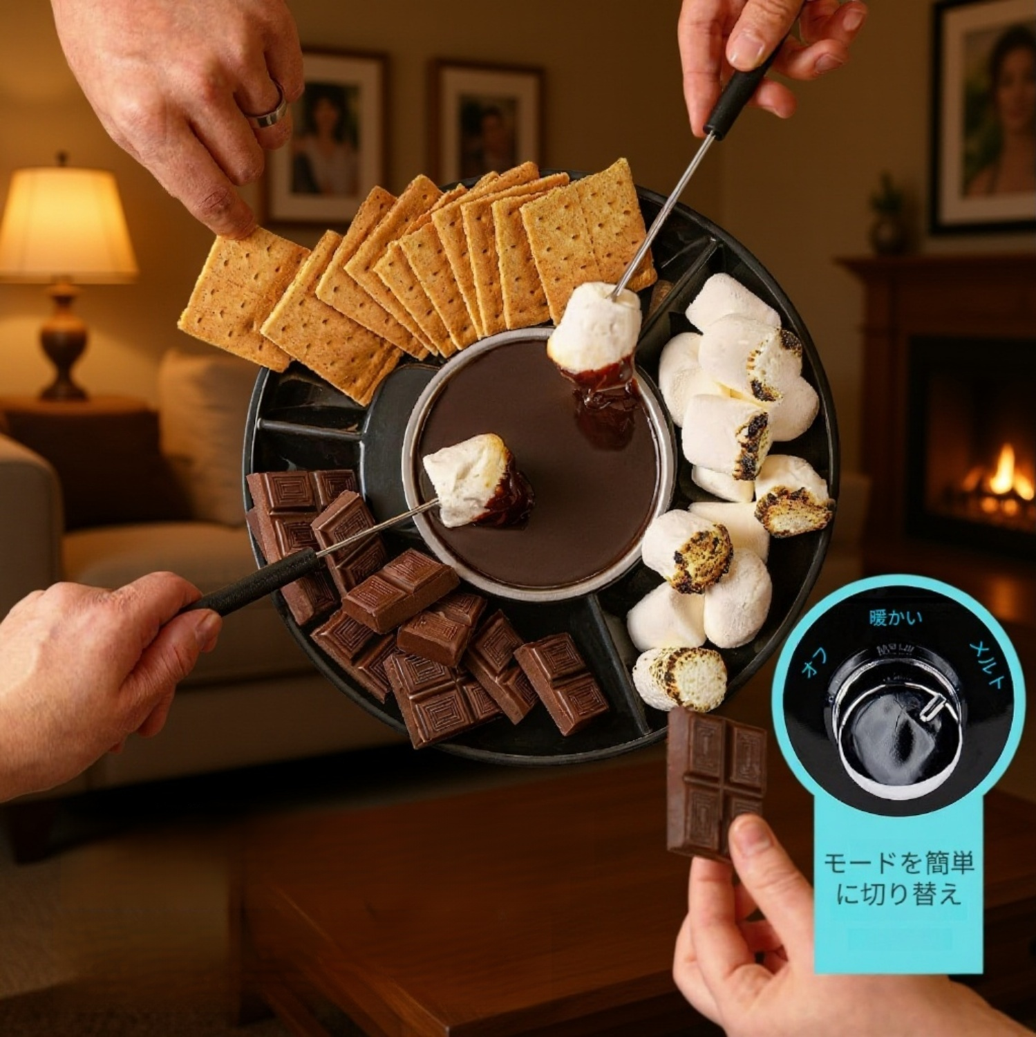 電気チョコレートチーズフォンデュ鍋 保温チョコレート溶解ポット
