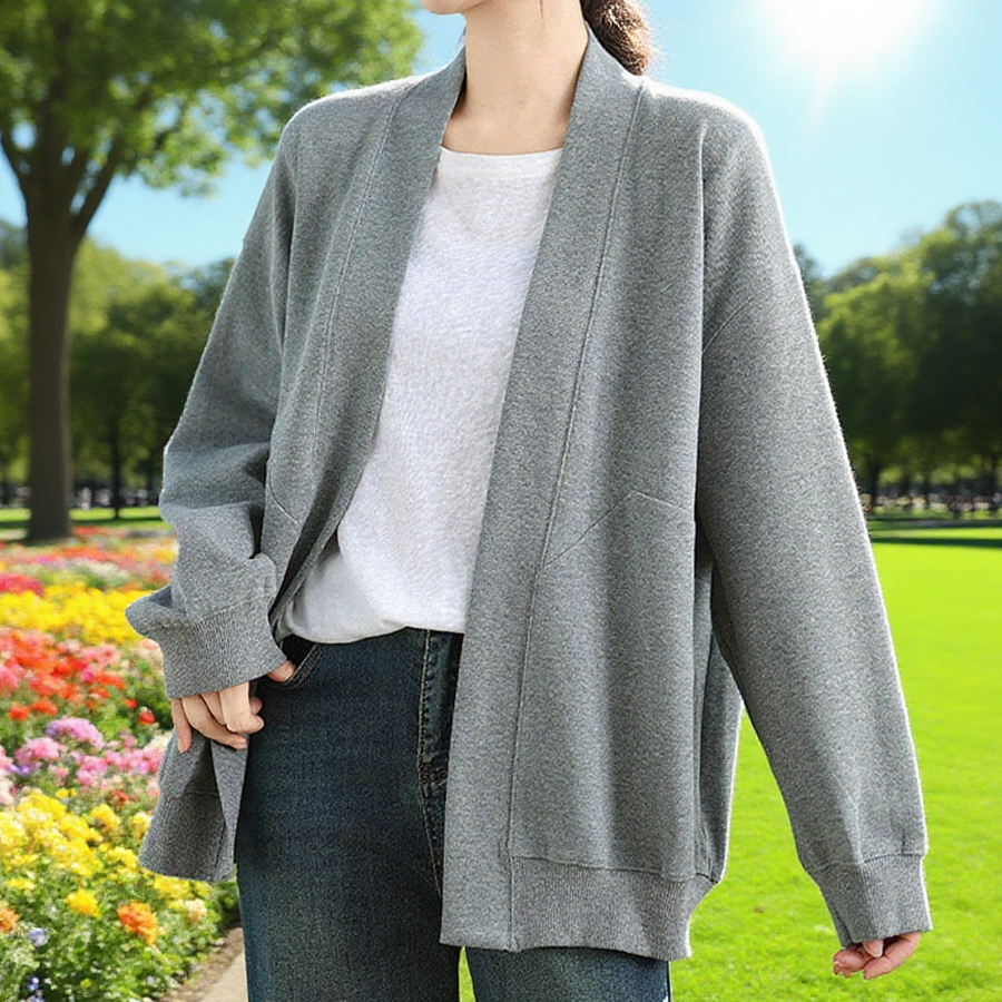 여성 심플하고 나른한 스웨터 카디건