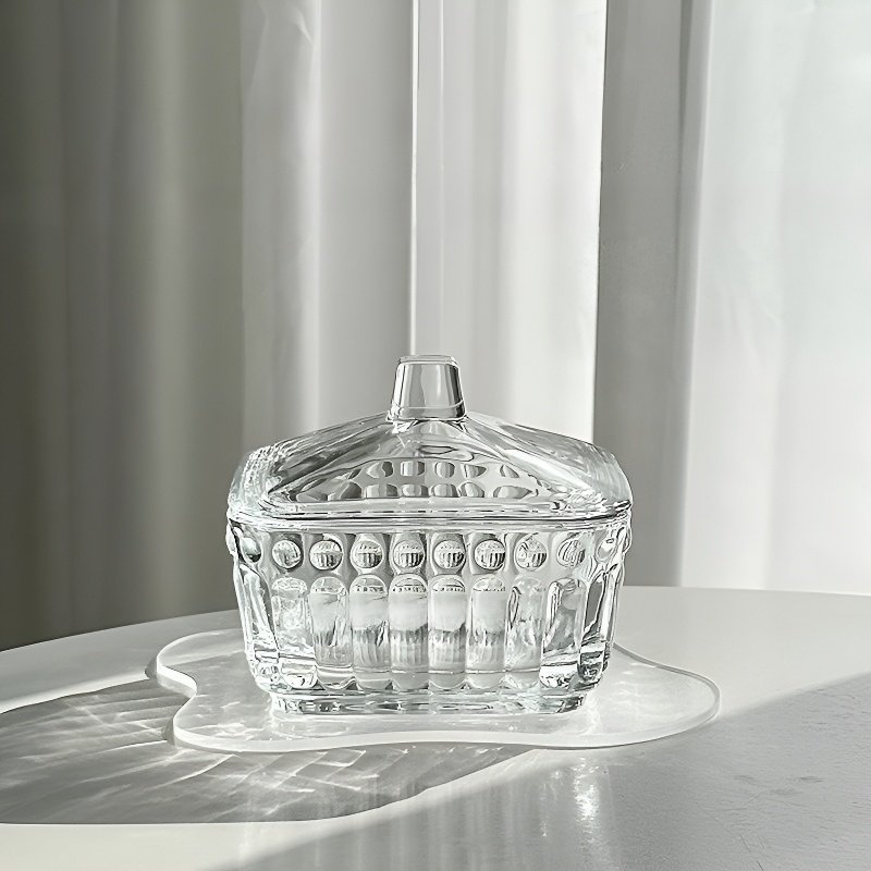 家庭用小型四角ガラスシリアルボウル デザート・フルーツボウル