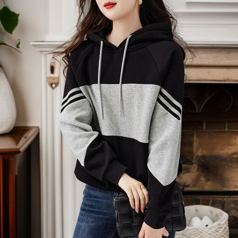 봄 여성 기질 후드 루즈 코트 풀오버 후드