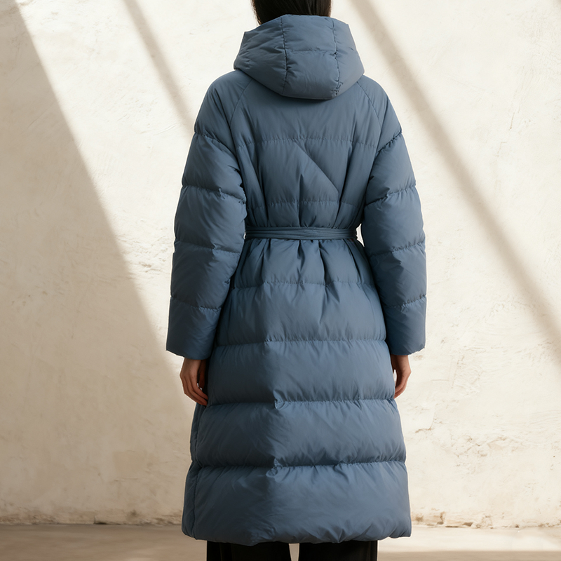 여성용 블루 롱다운 자켓 