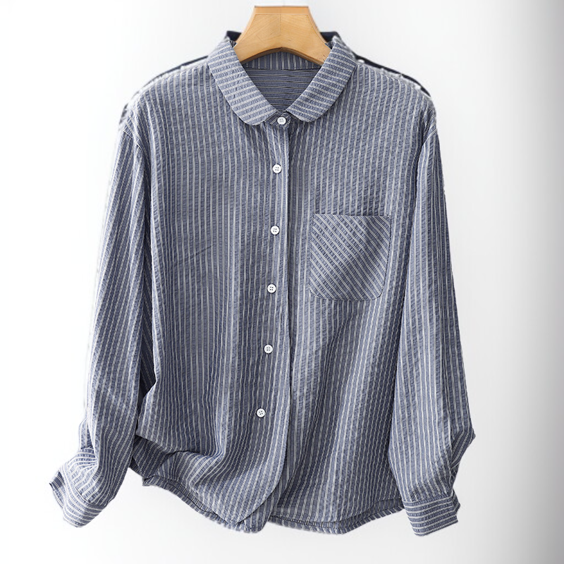 여성용 긴팔 줄무늬 셔츠