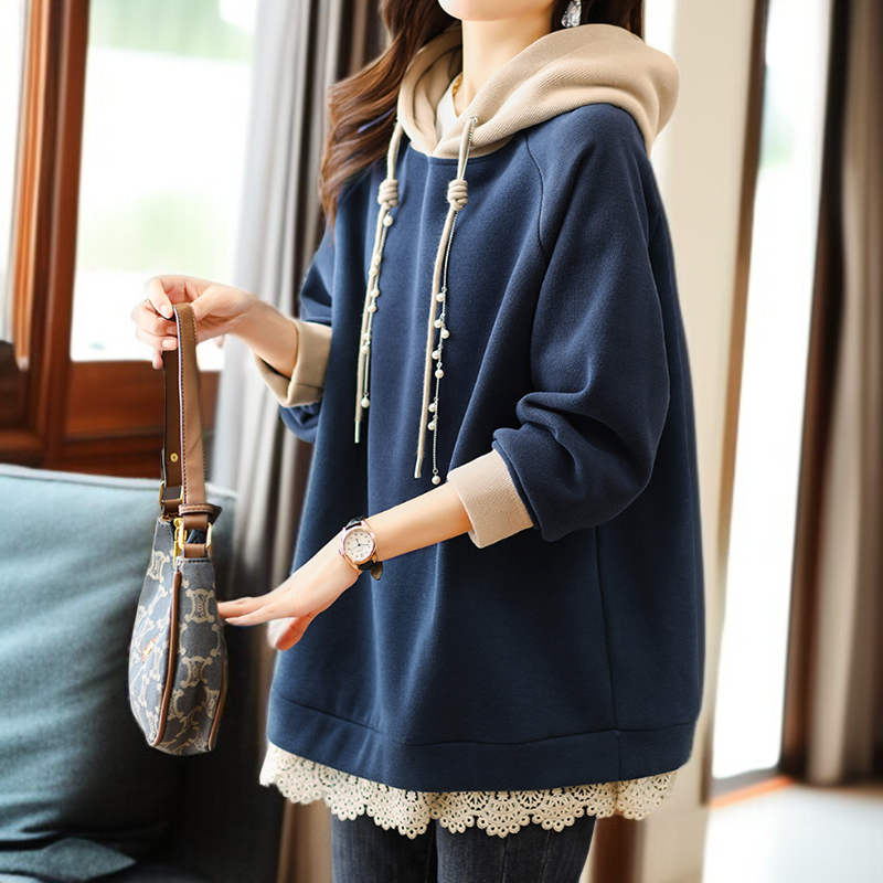 フード付きのパッド入りのセーターのジャケット緩い脂肪質の姉妹のセーターの女性大きいサイズの冬のセーター