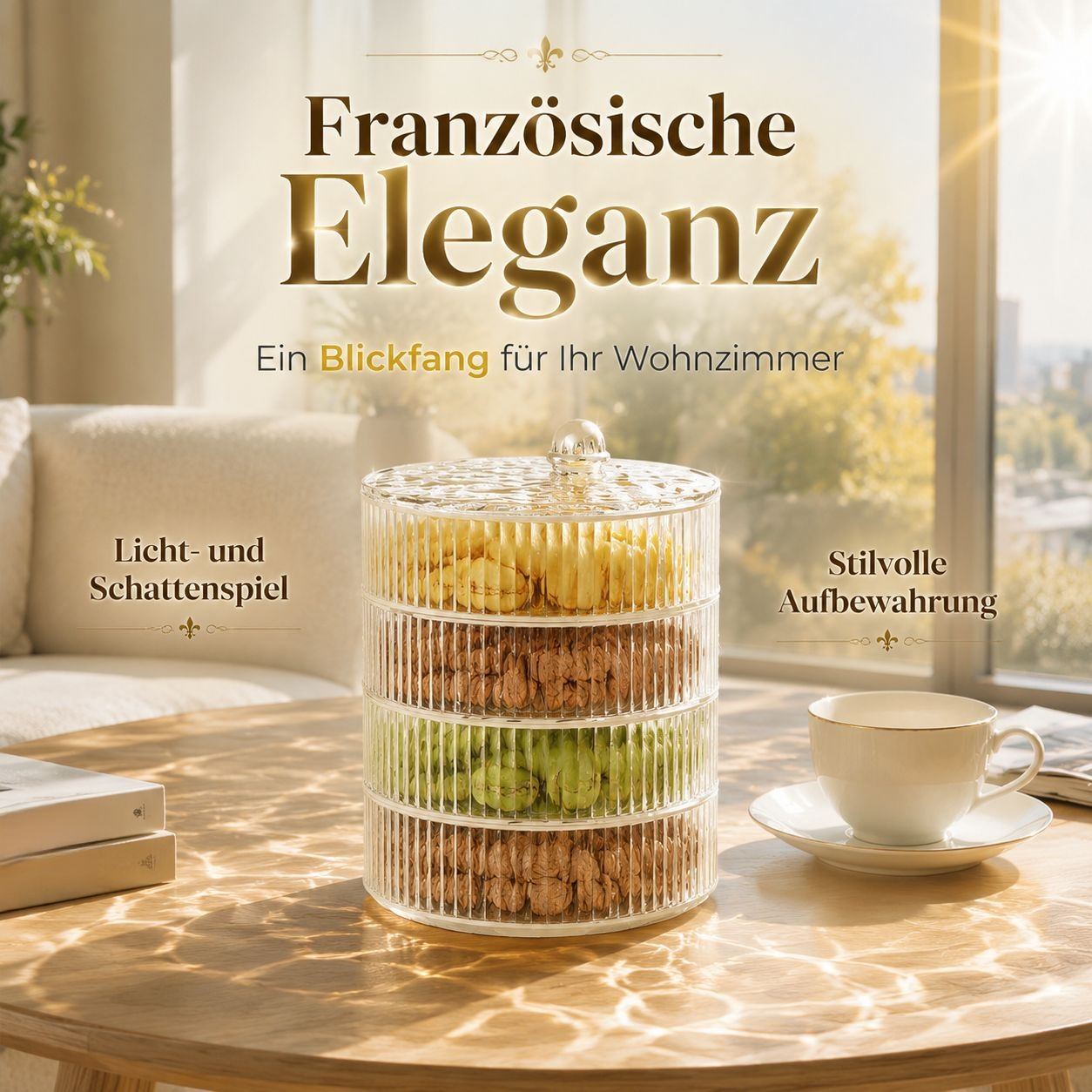 Luxuriöse Obst- und Bonbonbox im Cream-Stil