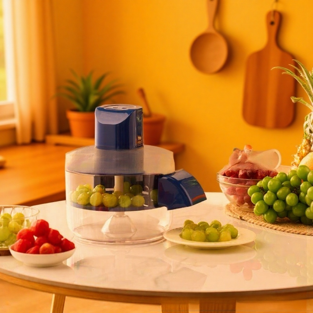 Máquina eléctrica peladora de uvas completamente automática en uso en la cocina