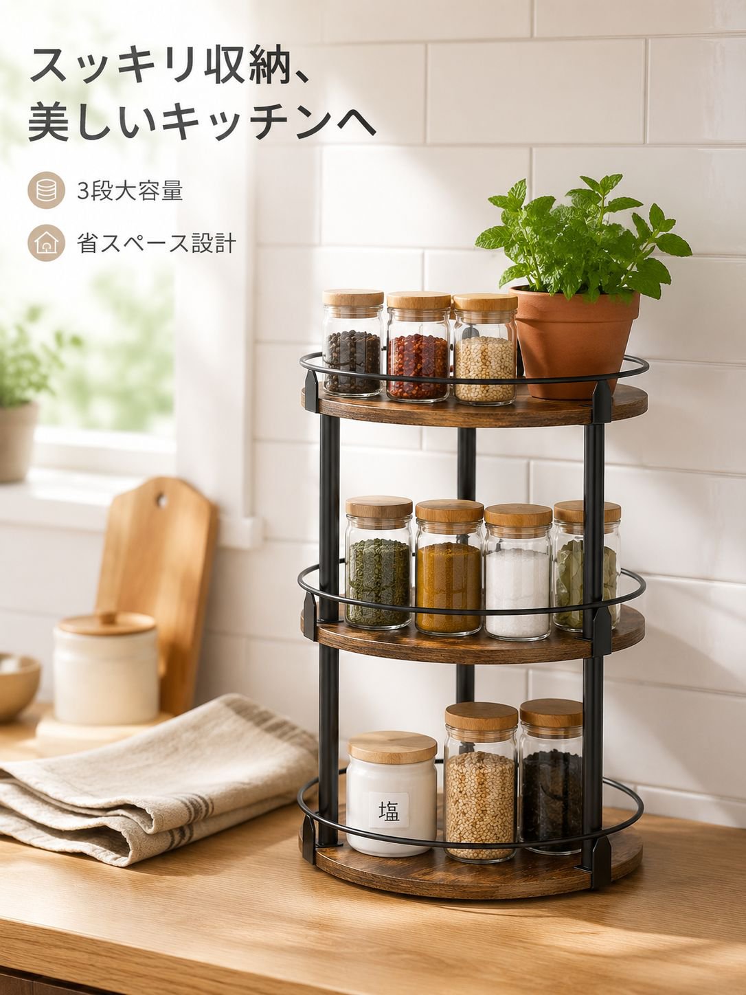 キッチン用スパイスラック、整理ラック、収納ラック