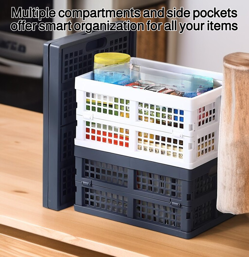 Collapsible car trunk organizer holding groceries