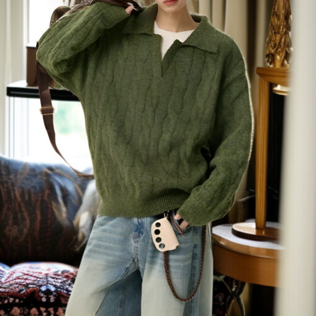 アメリカンスタイルのフェイクツーピース V ネック セーター、オーバーサイズ、厚手のニットウェア、暖かくて着心地が良い、ユニセックス、秋冬用、ゆったりとしたリラックススタイルのウール ベースレイヤー 