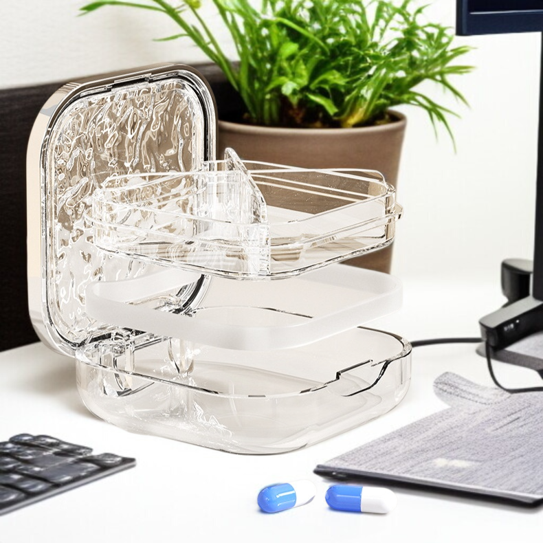 ポータブル薬箱、薬調剤ボックス、旅行機内持ち込みミニプラスチック収納ボックス、薬箱