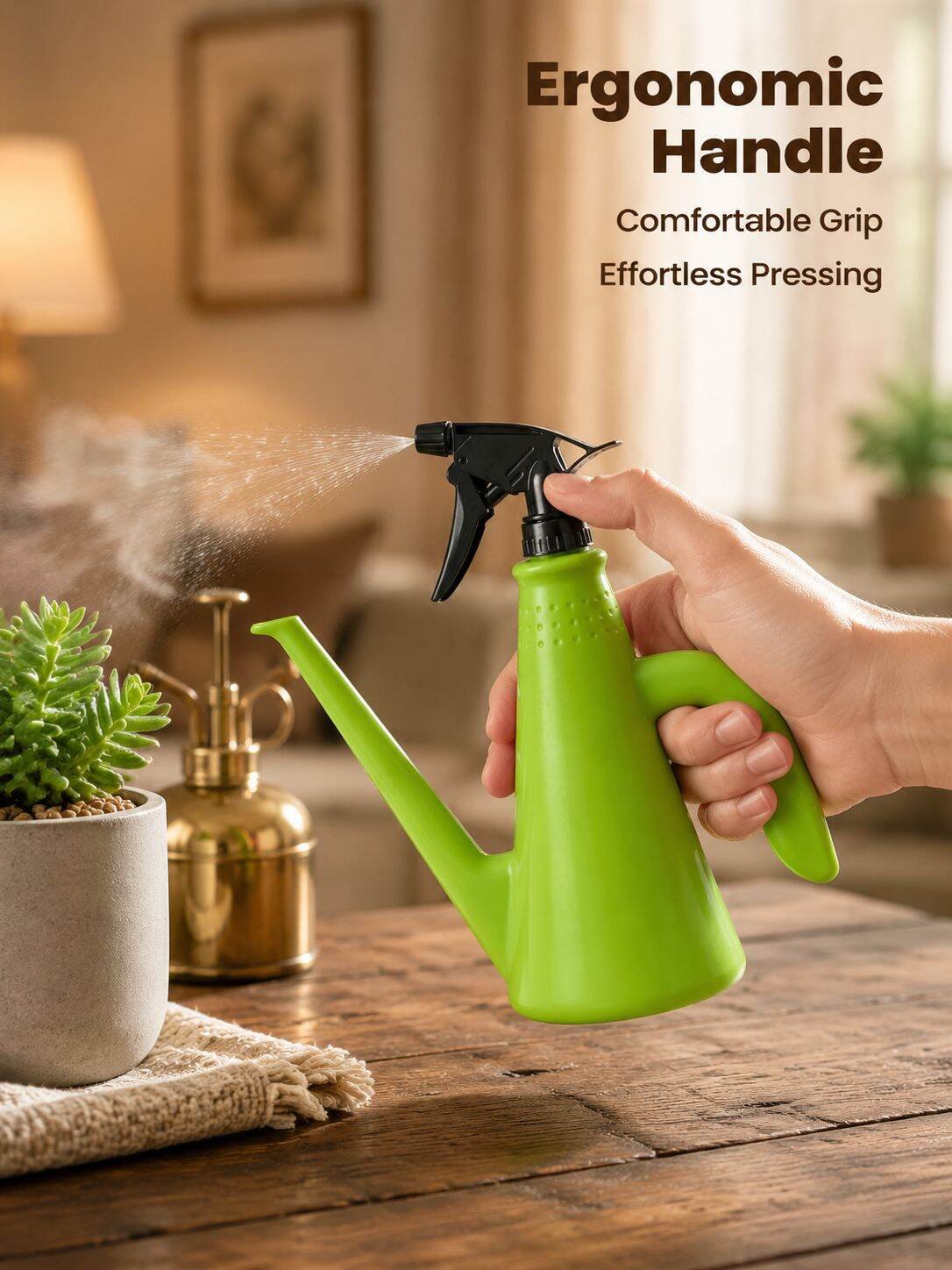 Manual Press Spray Bottle, Dual-use Watering and Spraying Can for Home and Garden