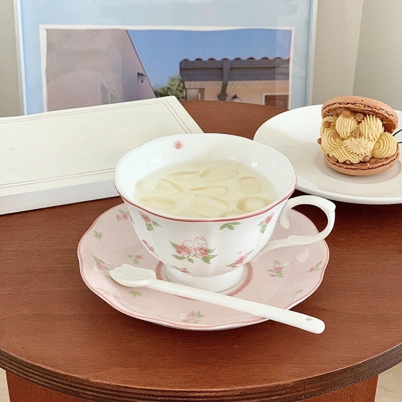 Juego de taza y platillo de café de cerámica