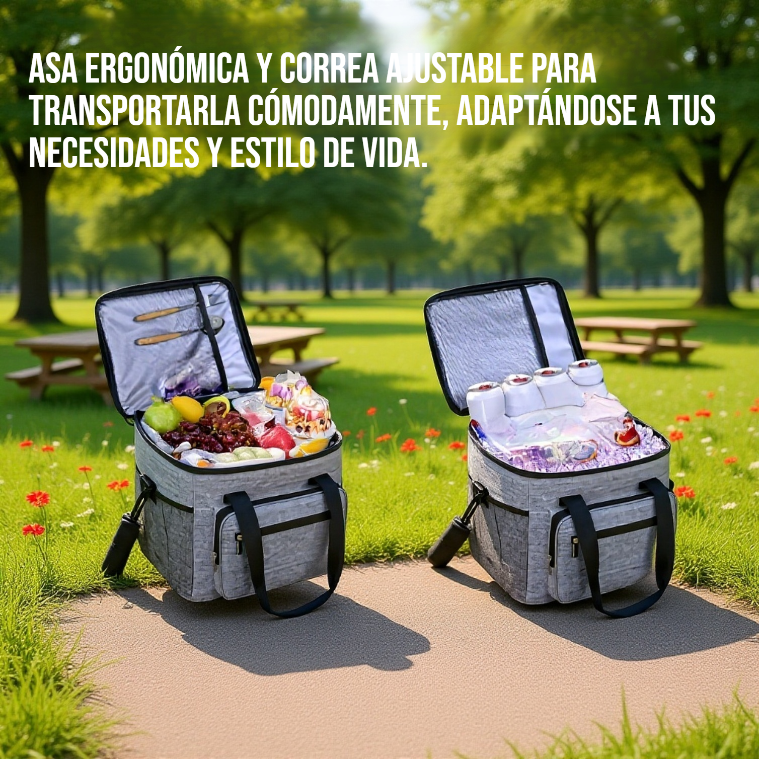 Interior espacioso de la bolsa para lonchera aislante