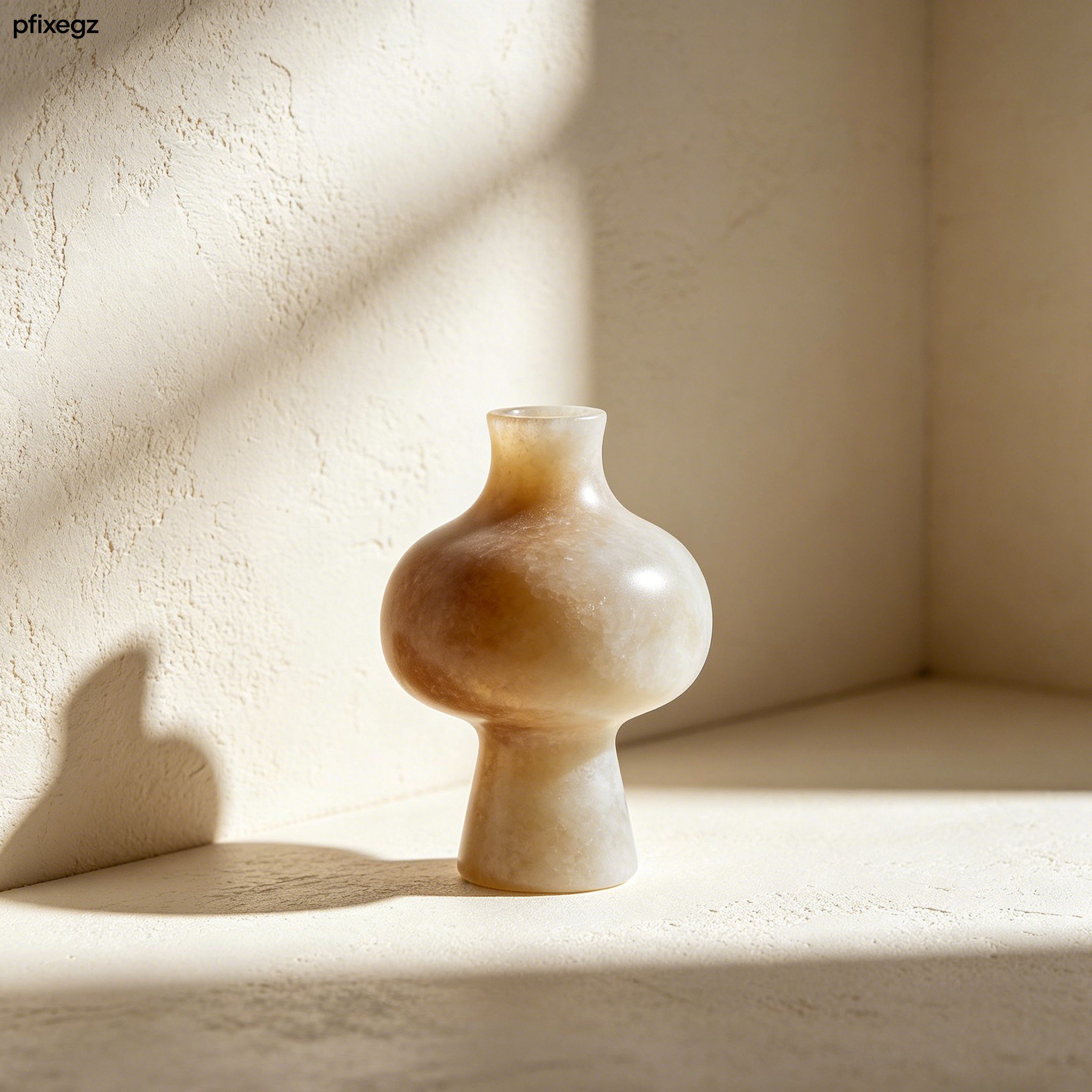 圓潤造型石質花瓶2入組正面展示