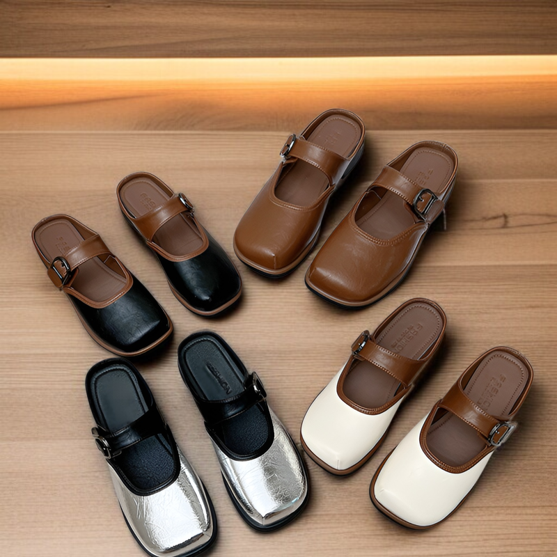 包頭ハーフスリッパ女性用2025新型アウトドアスリッパオールマッチスリッポン怠惰な靴ソフト底フラットシューズシングルシューズ