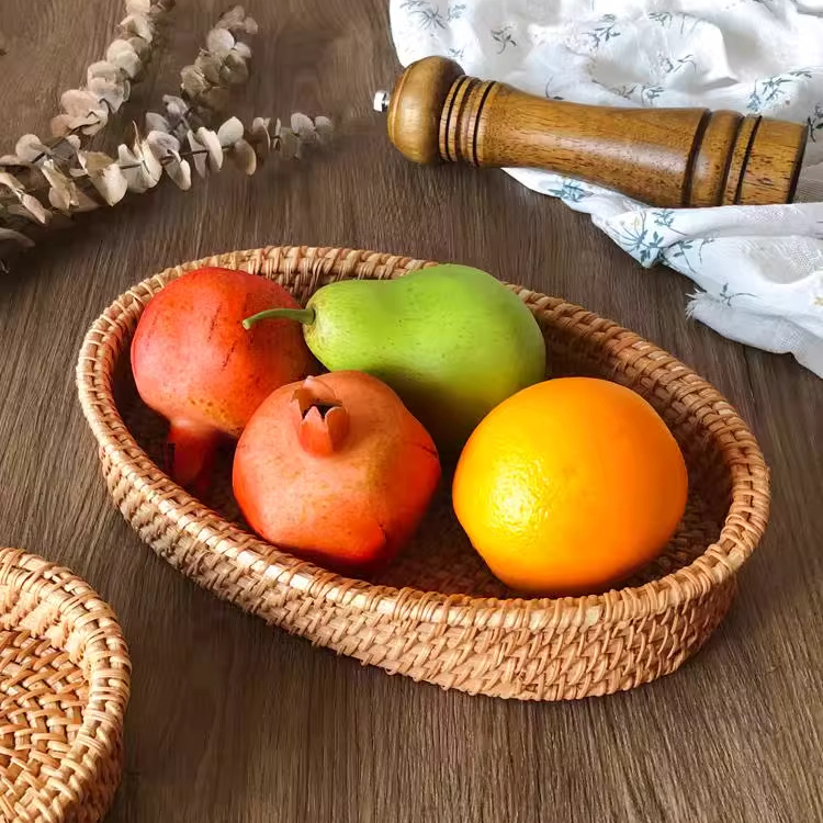 藤編手工水果籃 北歐風家用收納竹編麵包籃