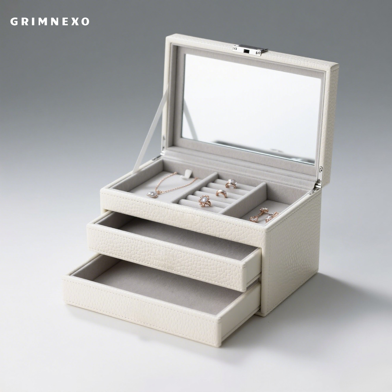 Elegant jewelry storage box with multiple compartments