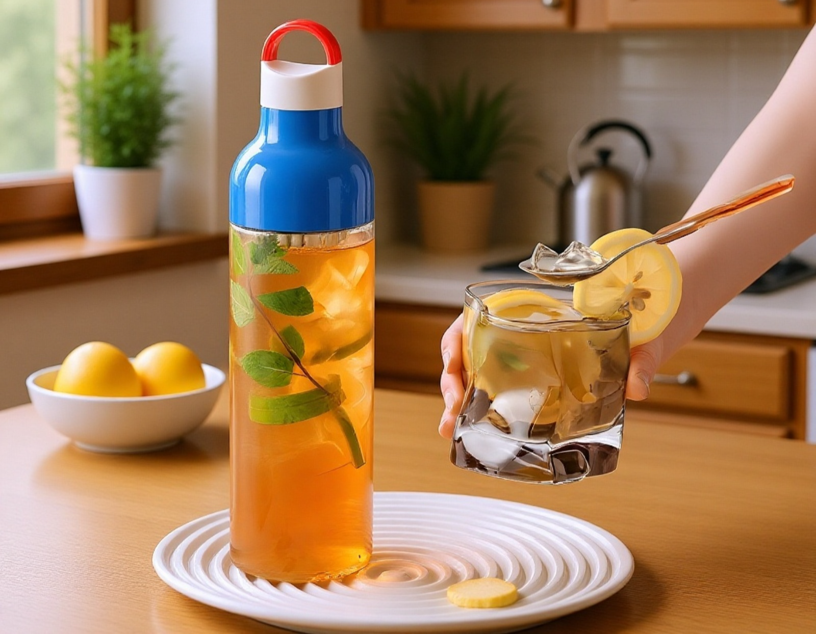 투명한 대용량 콜드브루 컵의 내부