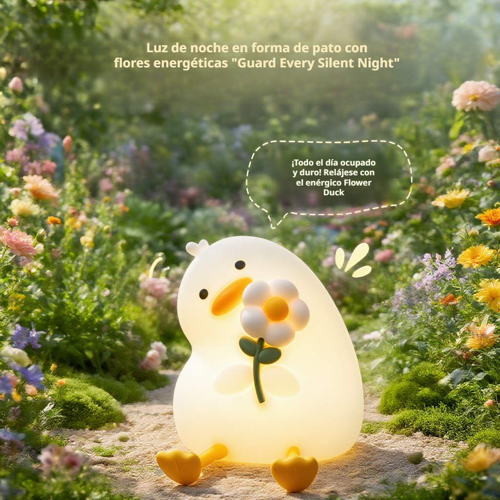 Luz de noche pato florido, decoración de mesita de noche USB, regalo original de cumpleaños