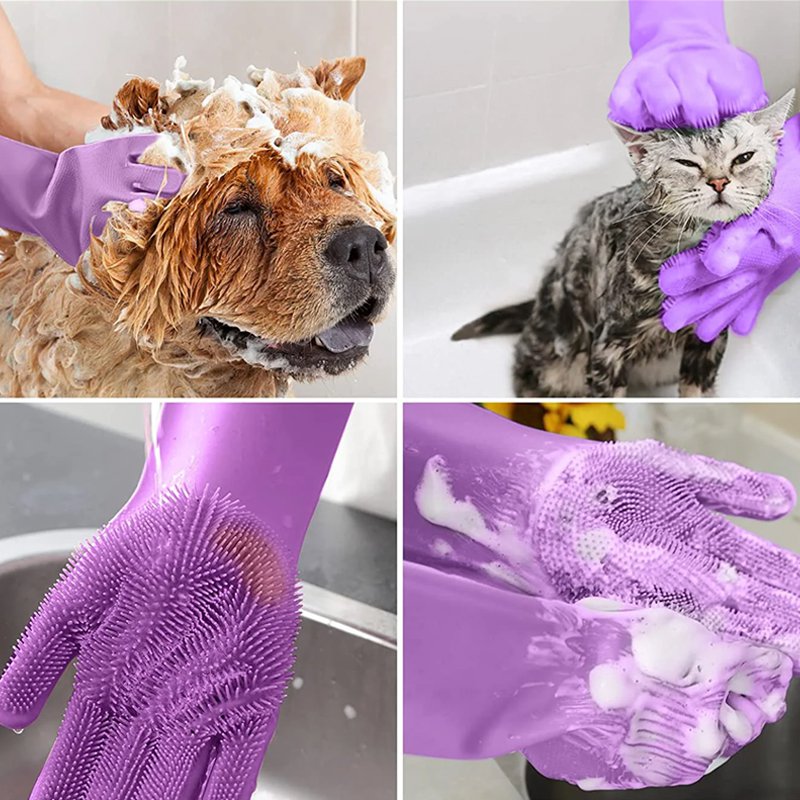 신기한 실리콘 신체 애완동물 목욕 장갑
