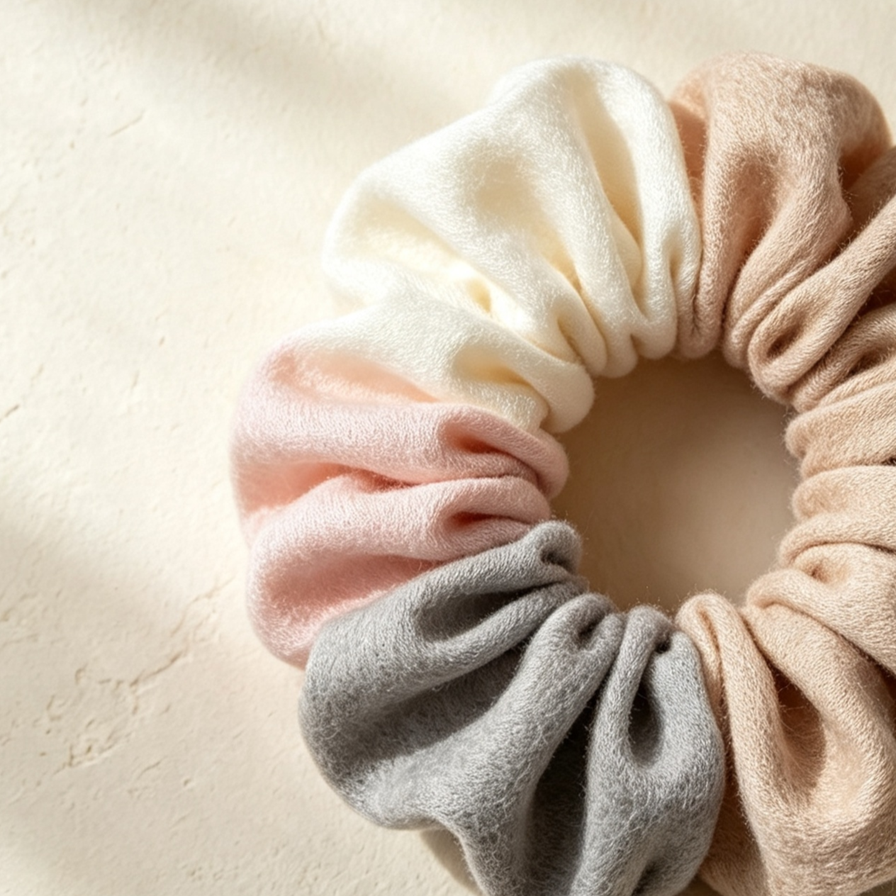 Plush color-blocked scrunchies (10 pieces)