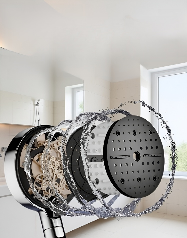 高水圧を実現するシャワーヘッドの噴射口アップ