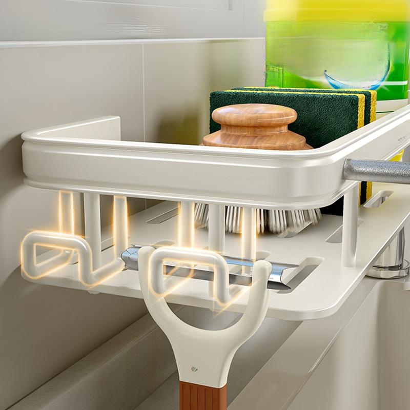 Wall-mounted Kitchen Cloth Holder Spice Rack Sink Storage Shelf