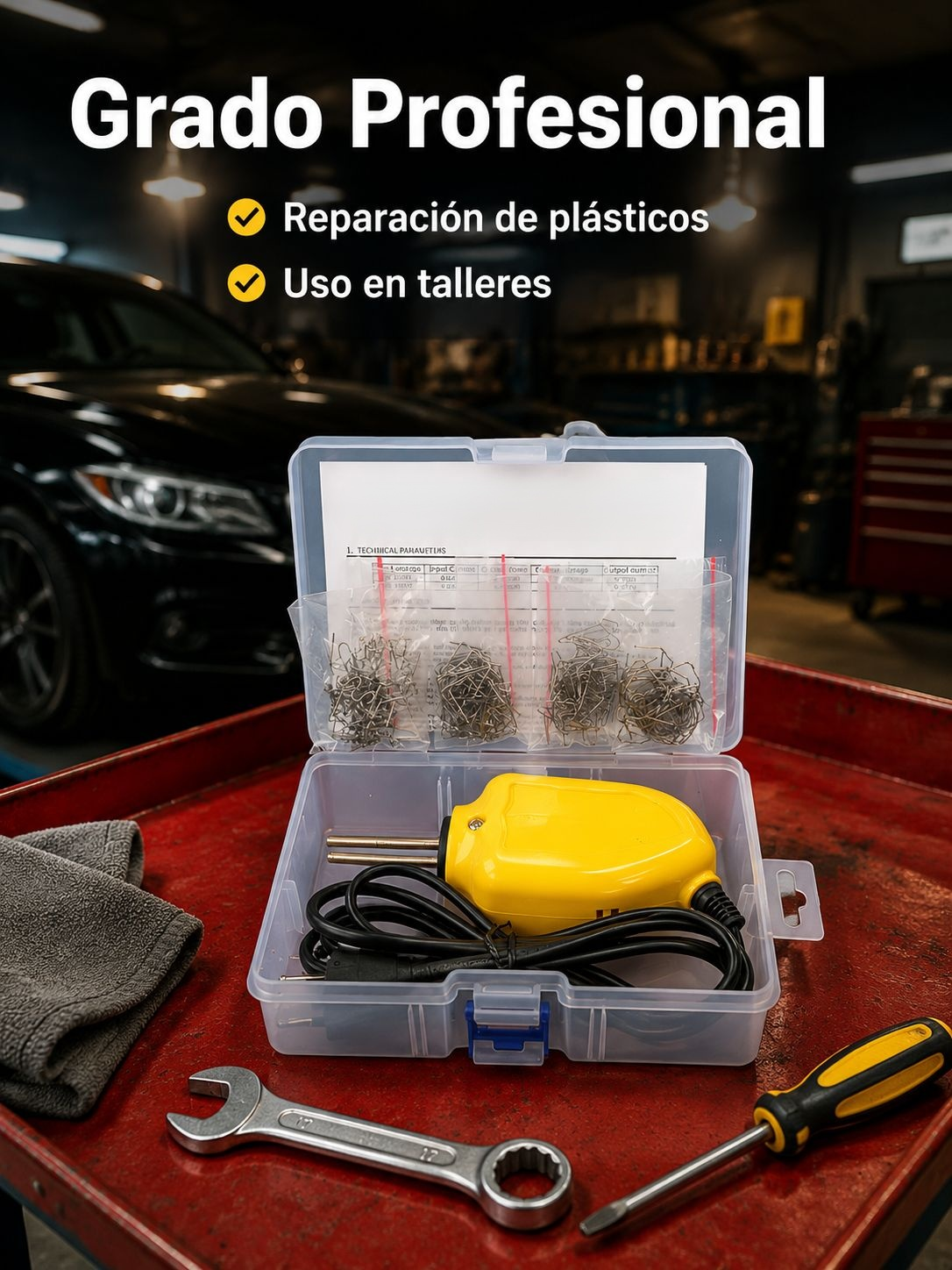 Pistola de soldadura de plástico portátil en uso