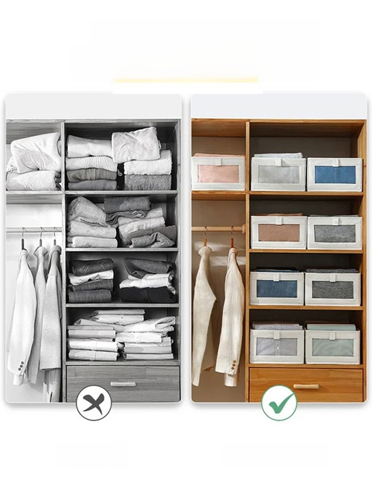 Foldable Storage Box with Clear Window and Dustproof Cover