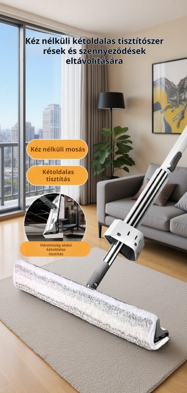 Felmosó ergonomikus nyéllel