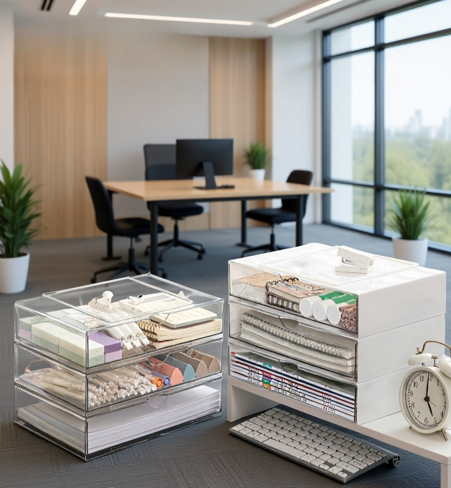 モダンなデザインのデスク収納ボックス