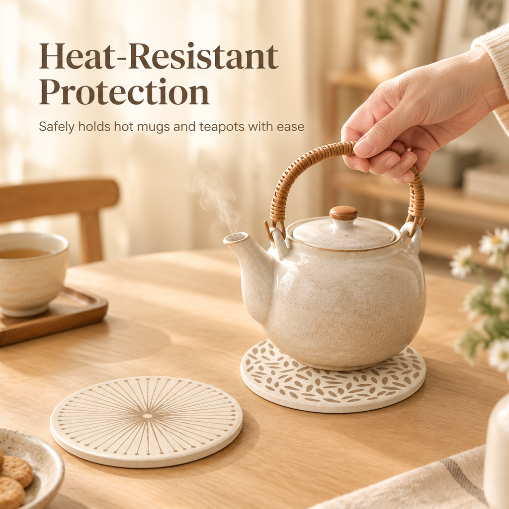 Japanese Diatomite Quick-Dry Drink Coaster Absorbent Heat Resistant Mat