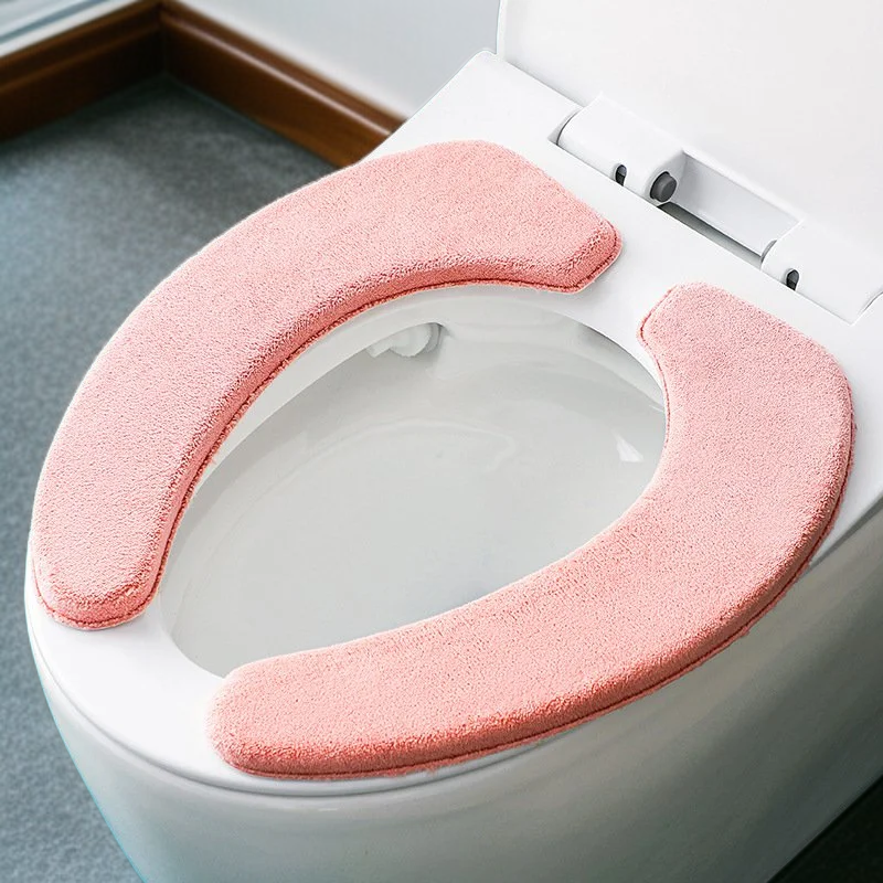 Weicher Plüsch-Toilettensitzbezug, winterfest, abnehmbar, klebend und wasserdicht