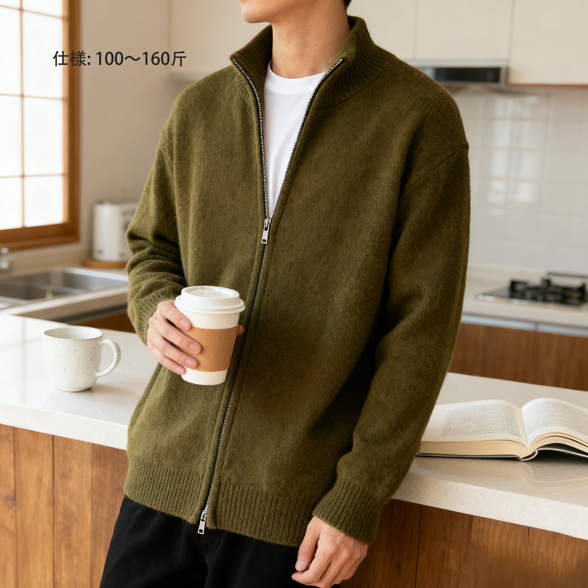 ジッパーデザインセーター着用イメージ