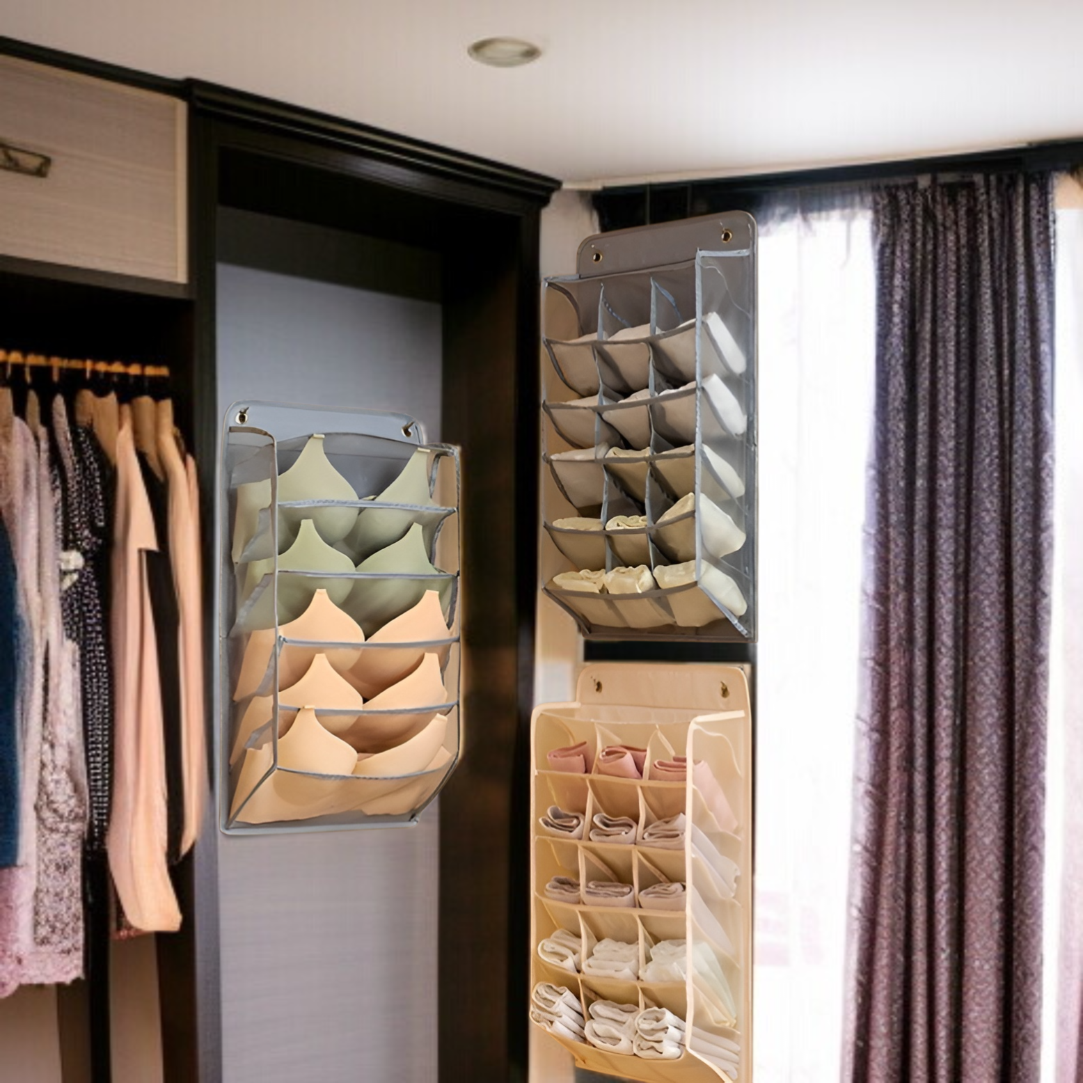 下着収納吊り下げバッグドア背面壁掛け寮ワードローブブラジャー下着靴下収納バッグボックスラックアーティファクトホーム