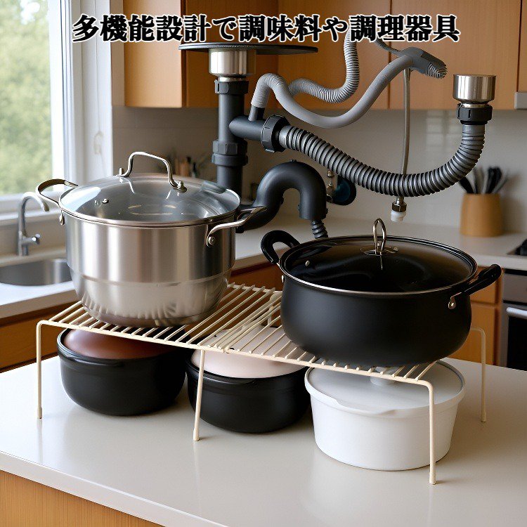 多機能伸縮式キッチン収納ラック