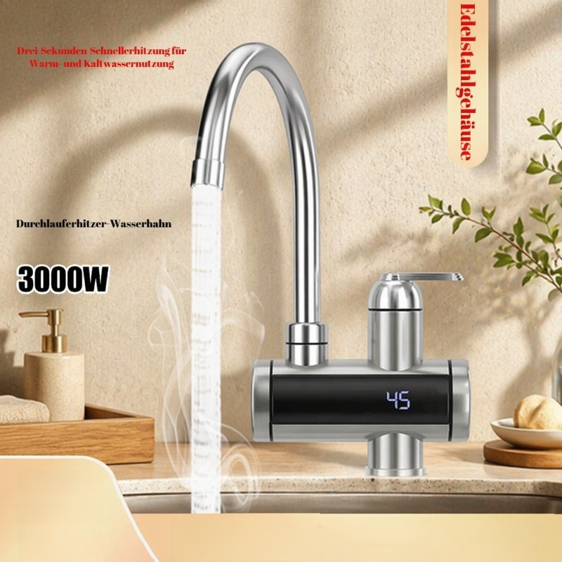 Edelstahl Warmwasserhahn mit sofortiger Wassererwärmung