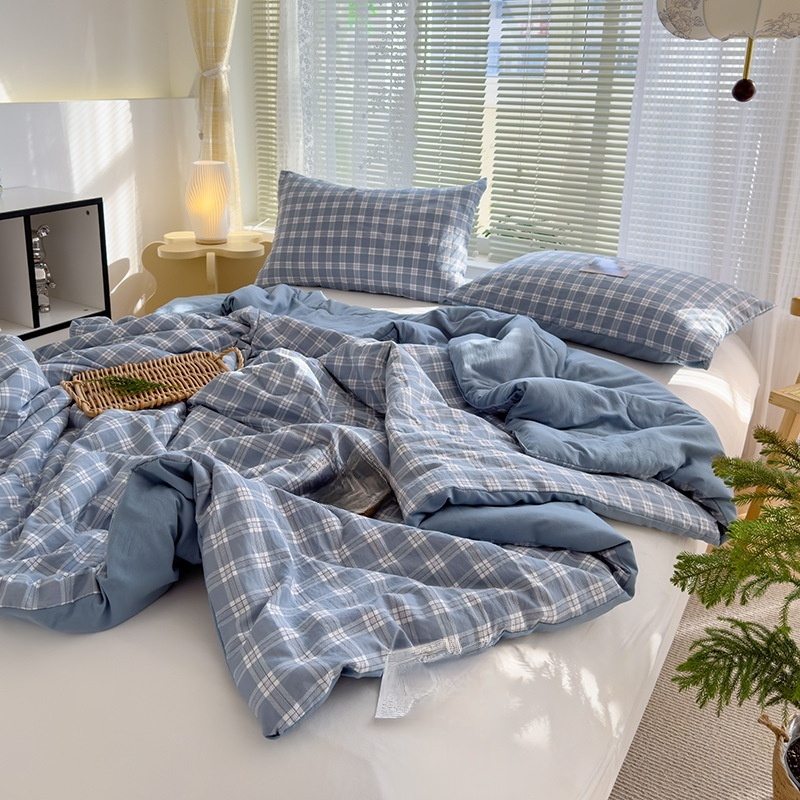 ผ้าห่มบางไฟเบอร์ถั่วเหลือง ผ้าห่มเครื่องปรับอากาศฤดูร้อน ลายตารางสำหรับแม่และเด็ก