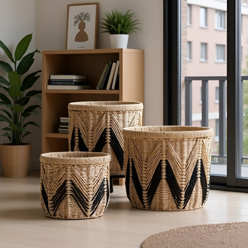 紙繩編收納筐手工編織桌面籃子裝飾收納框