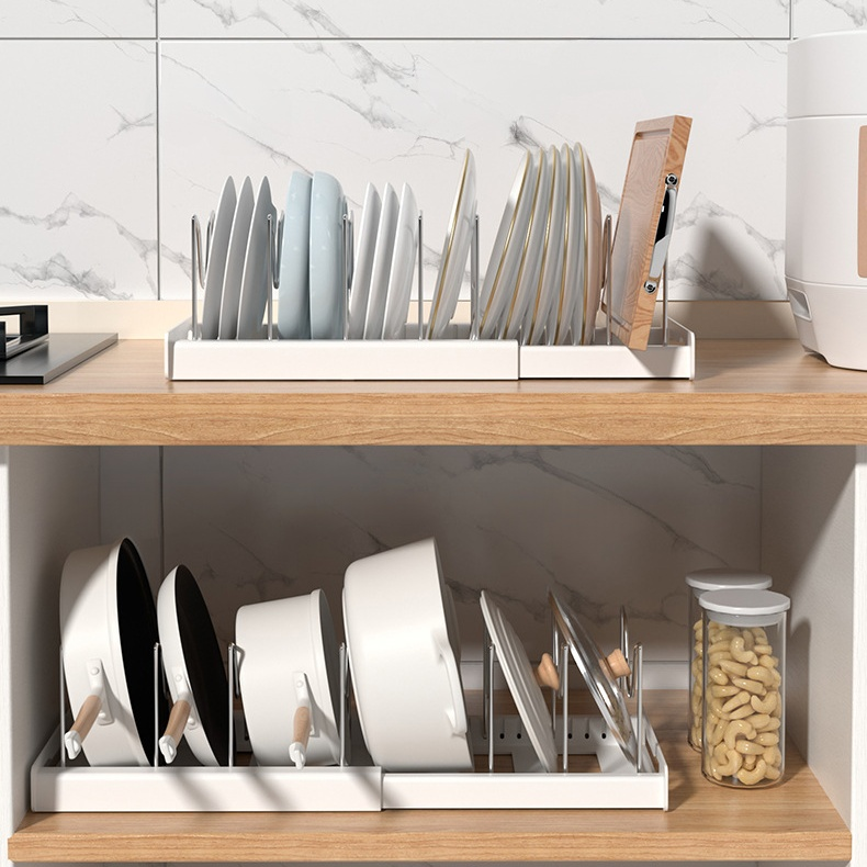 置物架拉伸可調節鍋蓋收納盒 廚房架子收納箱可伸縮鍋蓋收納盒