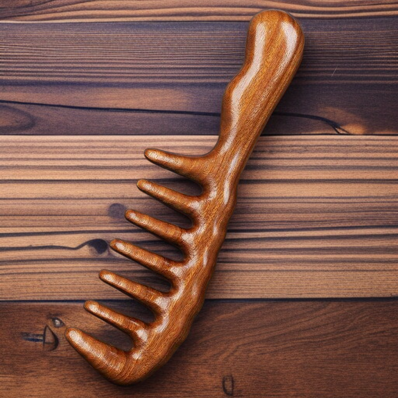 経絡を刺激する幅広マッサージコームの使用例