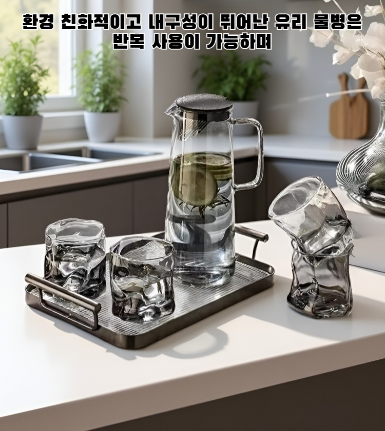 고온 내성 유리 물병 정면 이미지