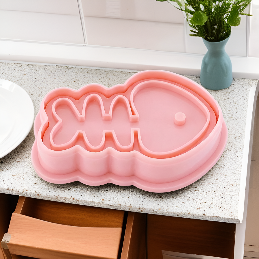 แม่พิมพ์คุกกี้แมวกระดูกปลา การ์ตูน เครื่องมือกดอบขนม