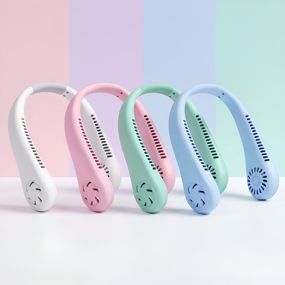 おしゃれ携帯型ブレードレスネックファン 充電可能 ミニ扇風機 夏に必須