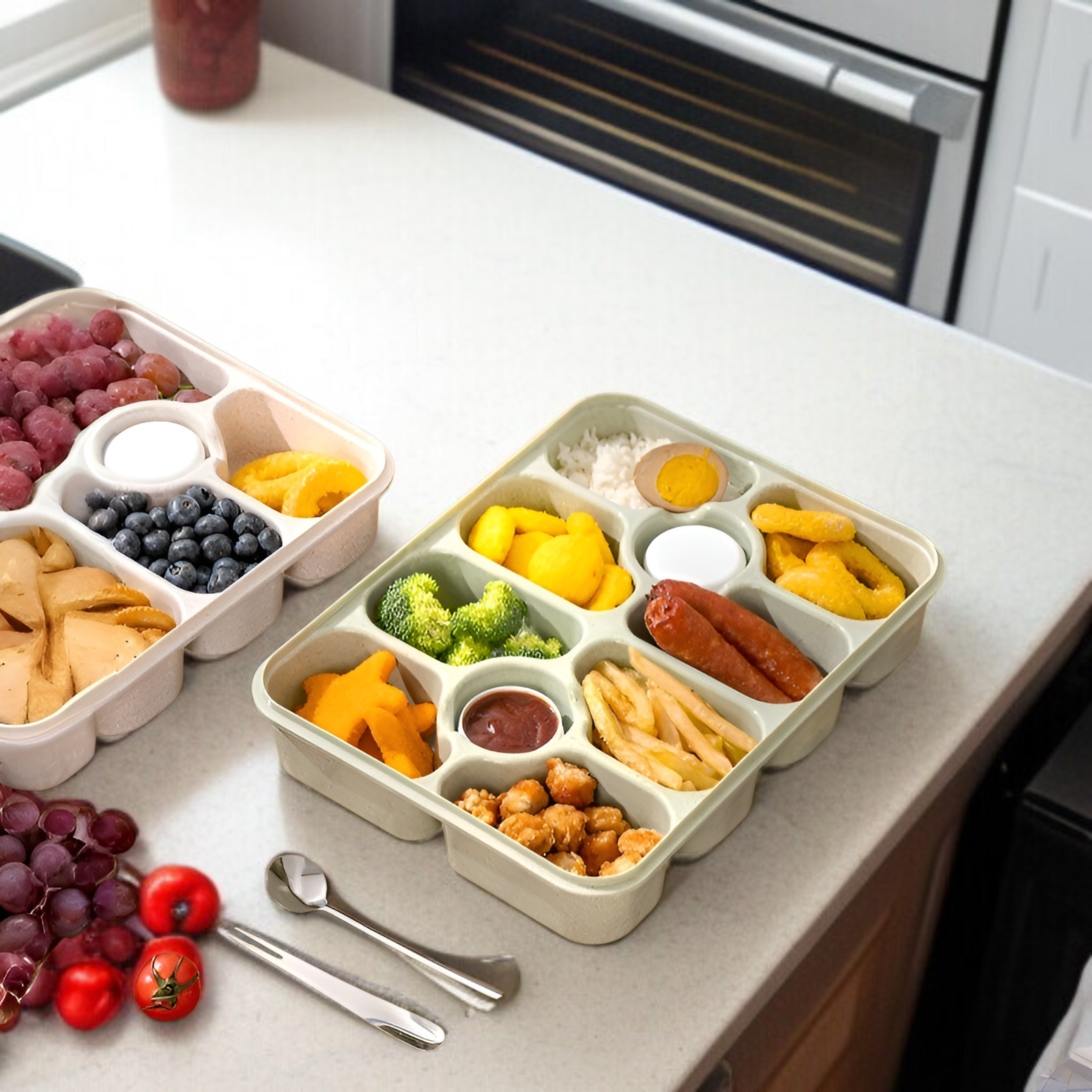 ポータブルマルチコンパートメントランチボックスオリジナルスナックボックスコンテナ分割防臭フルーツスナック収納ボックス