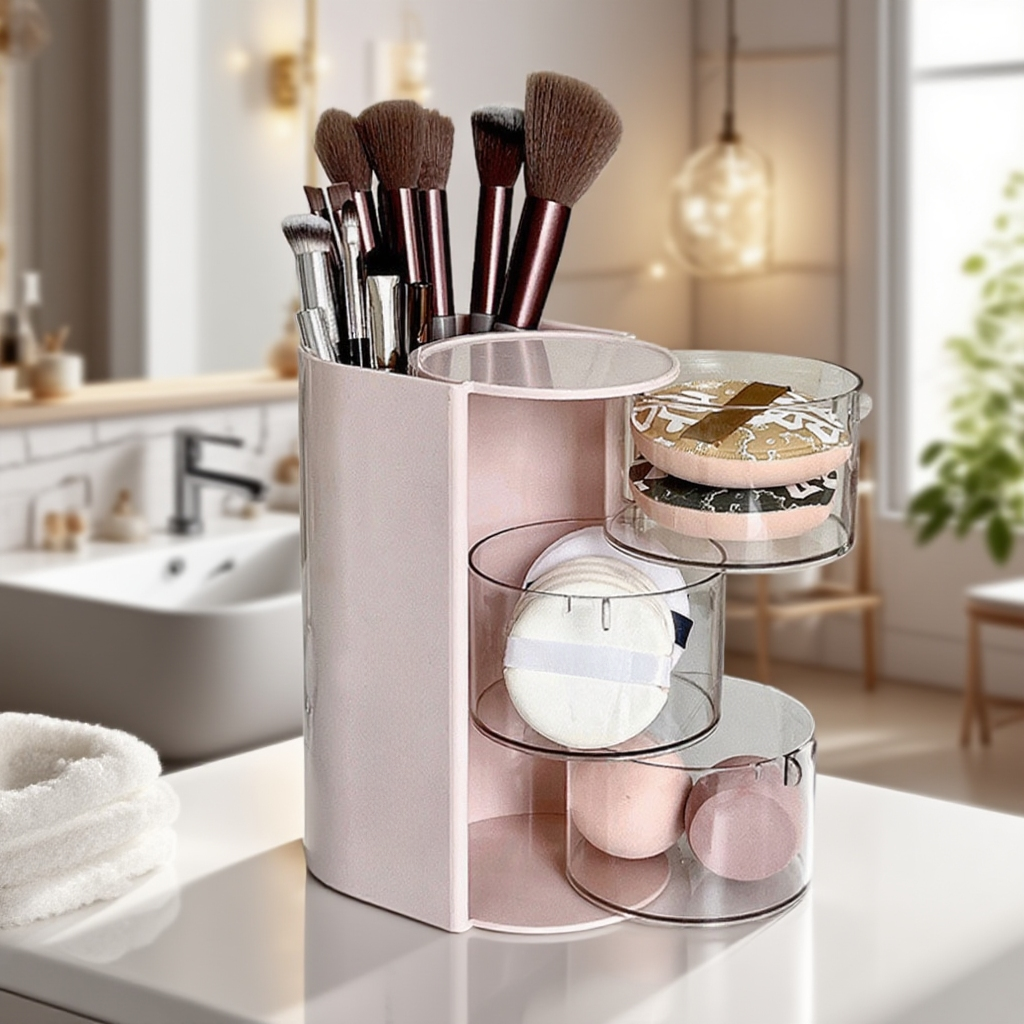 파우더 퍼프 보관함 회전 선반