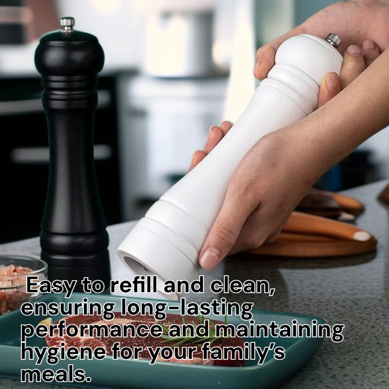 8 Inch Black and White PU Painted Pepper Grinder for Kitchen