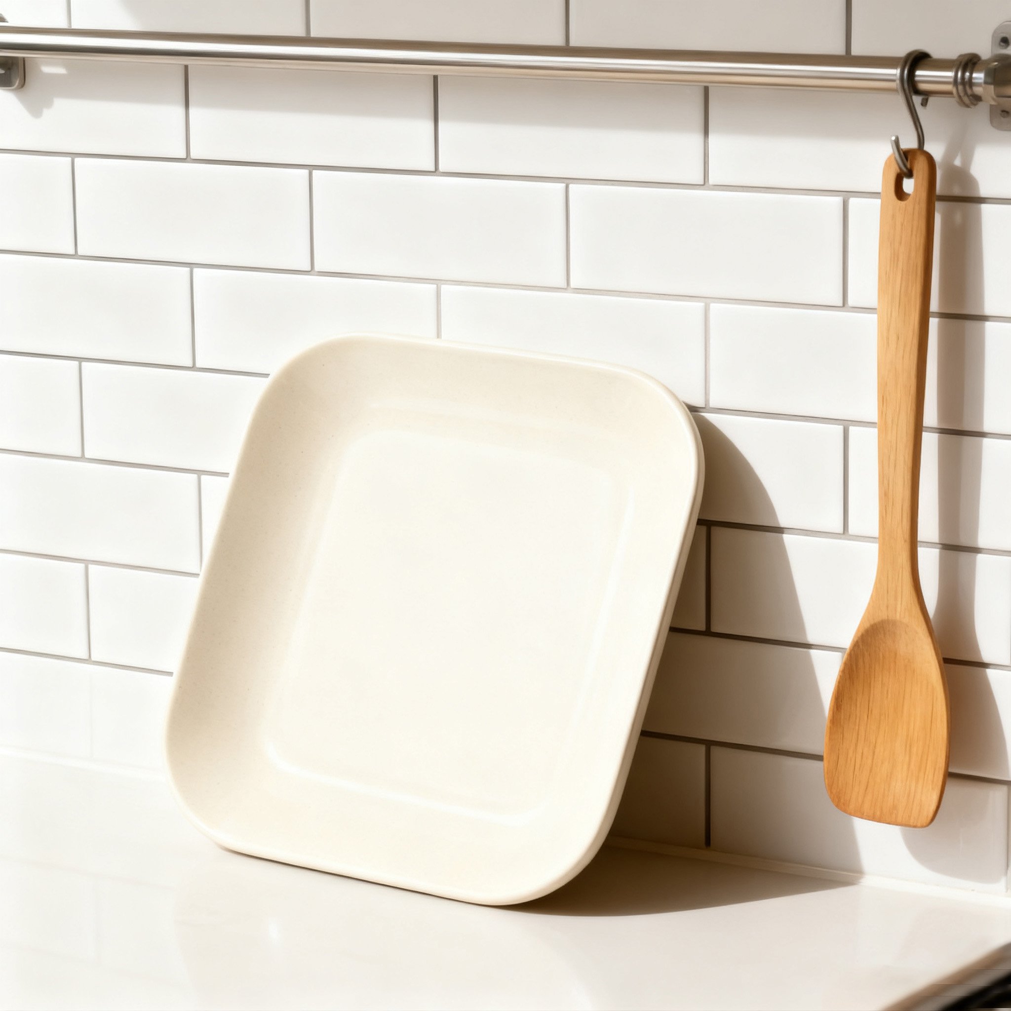 Cremefarbener quadratischer Teller(3 Stück)