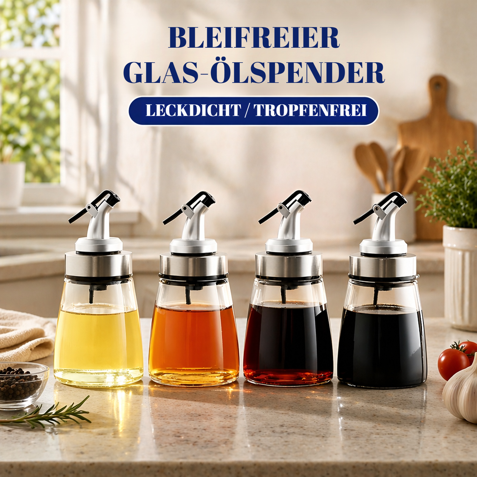 Multifunktionale Glasölflasche, Küchenbehälter für Sojasauce und Essig, Outdoor Ölbehälter